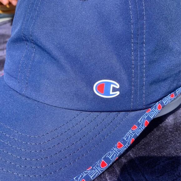 Womens Blue Champion Adjustable Baseball Hat Outdoor Cap Workout Hat - Picture 4 of 10